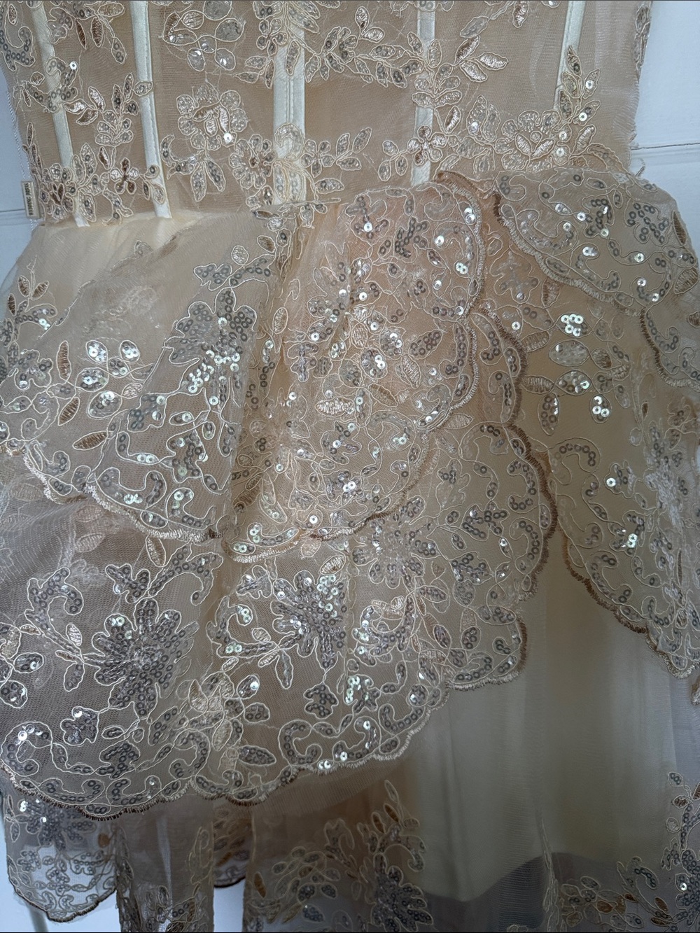 Gallery lace and sequin Bridal Dress in Champagne Coquette Fairy - Picture 5 of 11